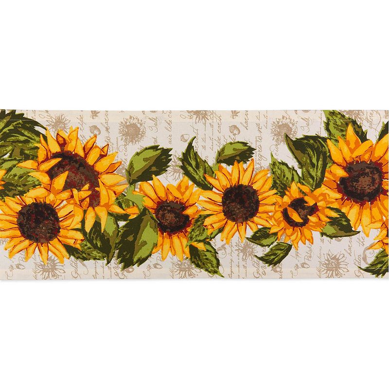 72 Yellow and Green Sunflowers Printed Rectangular Table Runner