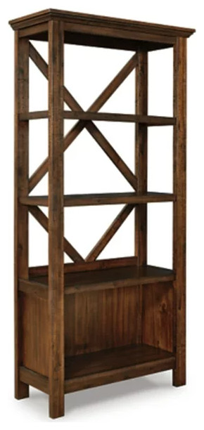 Farmhouse Bookcase  Lower Open Cubby  ampOpen Shelves With X Back   Rustic   Bookcases   by Decorn  Houzz