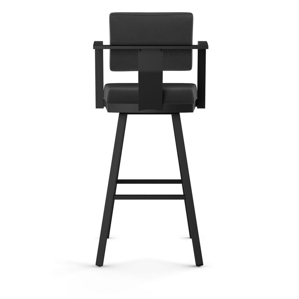 Akers 30 in. Black Faux LeatherBlack Metal Swivel Bar Stool 41431-30WE1B25DAF4