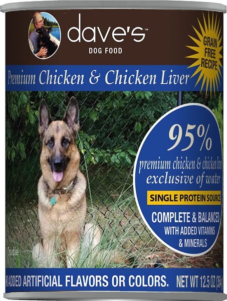 Dave's Pet Food 95% Premium Chicken and Chicken Liver Canned Dog Food