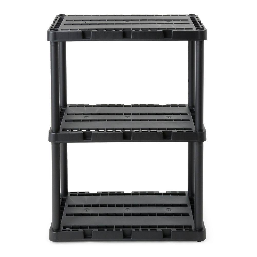 GRACIOUS LIVING 12 in. x 24 in. x 33 in. 3-Shelf Knect-A-Shelf Solid Light Duty Storage Unit in Black (2-Pack) 2 x 91082-1C