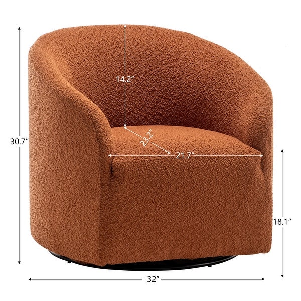 Modern Boucle Upholstered Swivel Barrel Armchair