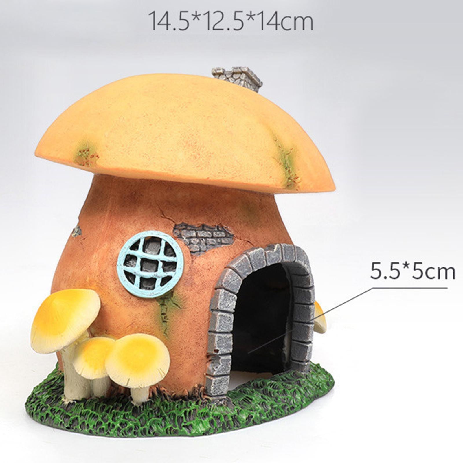 Resin Aquarium Decoration Hideout Fish Tank Ornament House Tropical Betta Breeding Rest Cave Landscaping - Mushroom