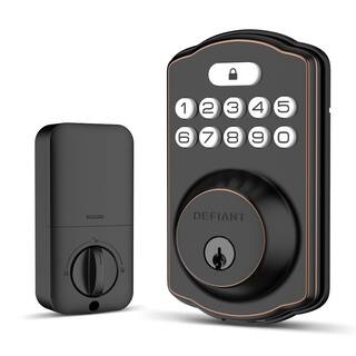 Defiant Single Cylinder Castle Electronic Keypad Deadbolt Aged Bronze KS01-ORB