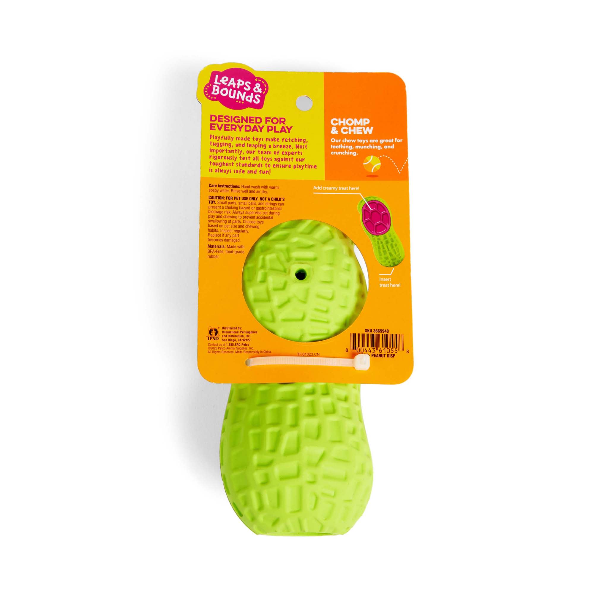 Leaps  Bounds Peanut Treat Dispenser Dog Toy， Small