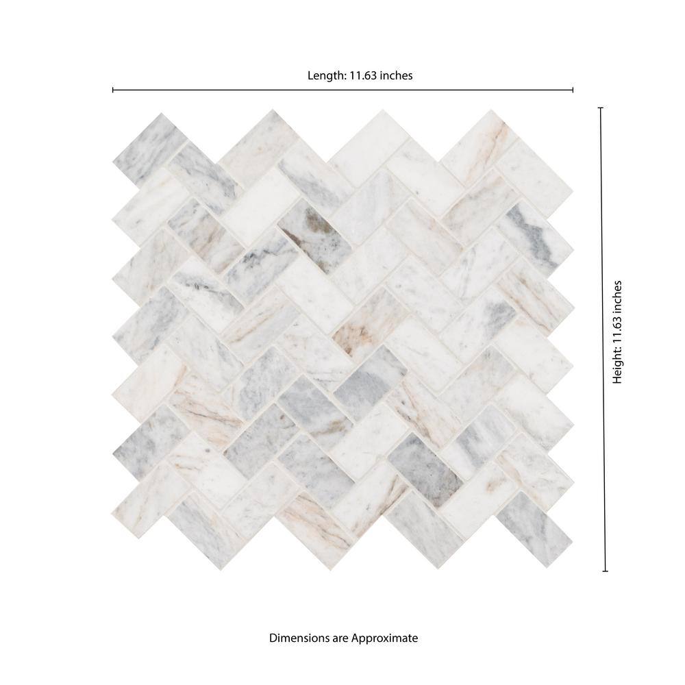 MSI Capri Blue Herringbone 11.63 in. x 11.63 in. x 10mm Honed Mosaic Marble Floor and Wall Tile (0.94 sq. ft.Each) CAPBLU-HBH