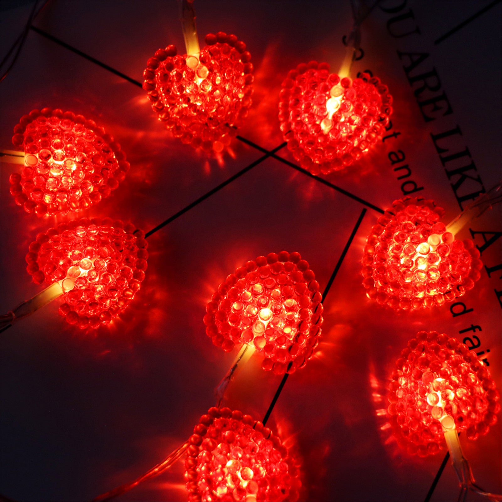 Red Love Heart Lantern Valentine's Day Light String Small Lantern Love Lights Led lights for bedroom outdoor floor lamp pendant DIY Wedding Party Bedroom Terrace(Multicolor)