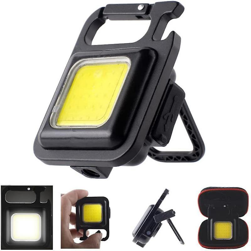 Mini Magnetic Cob Keychain Light 1000lumens Bright Usb Rechargeable Flashlight 4 Light Modes