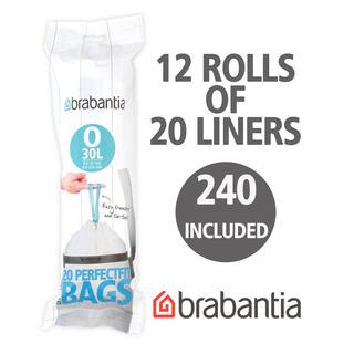 Brabantia 8 Gal. (30 l) Perfectfit Trash Can Liners Code O 240 Liners (12-Packs of 20 Liners) 300349