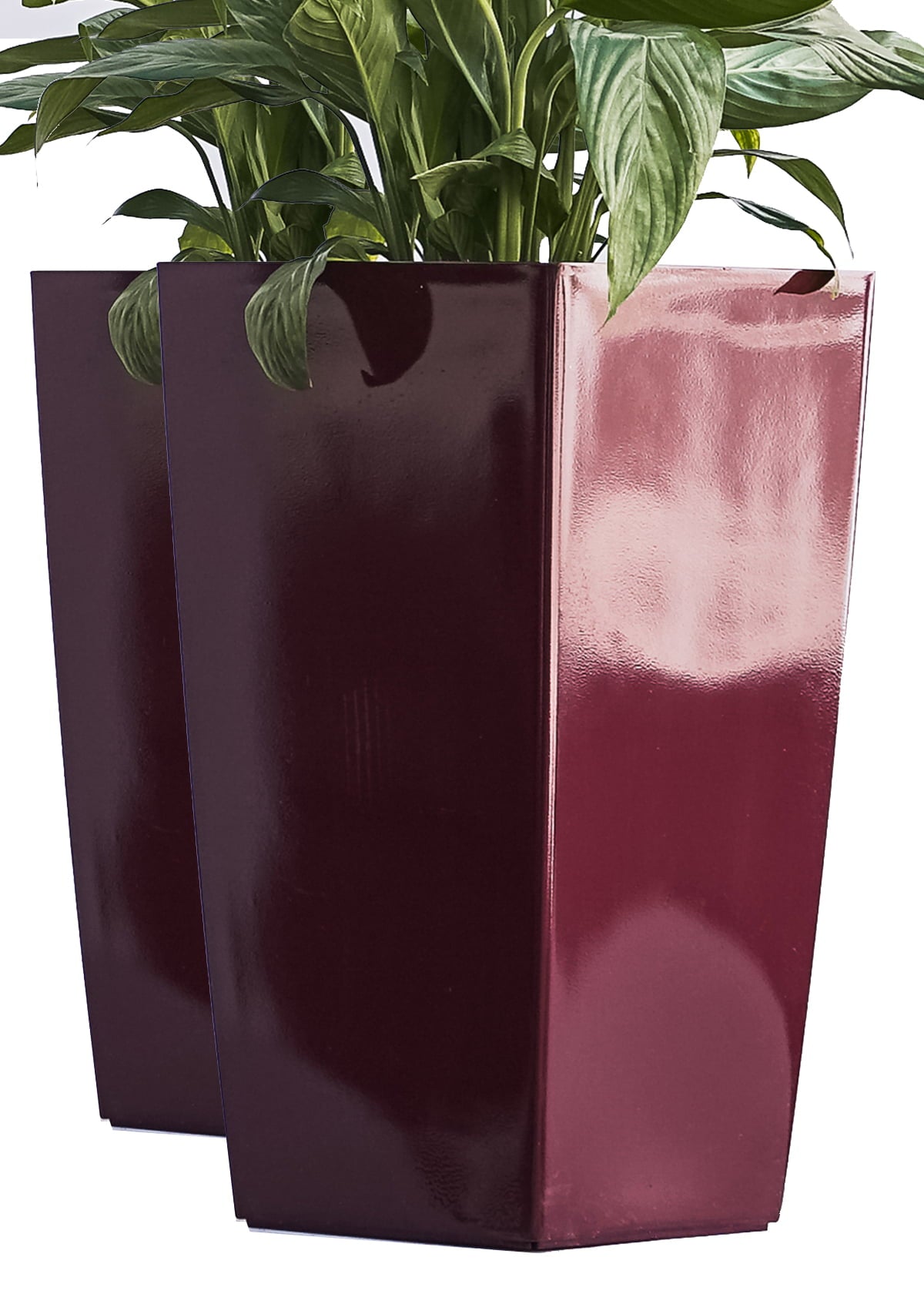 XBrand Nested Plastic Self Watering Indoor Outdoor Square Planter Pot, Set of 2, 22 Inch Tall