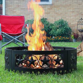 Sunnydaze Decor 36 in. Round Heavy-Duty Steel 4 Star Wood Burning Fire Pit Ring KF-FRFS