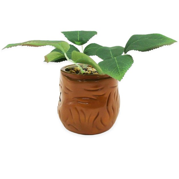 Easysfind Harry Potter Mandrake Face 6 inch Ceramic Planter With Artificial Succulent