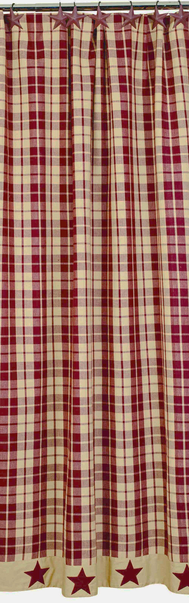 Burgundy Farmhouse Star Shower Curtain