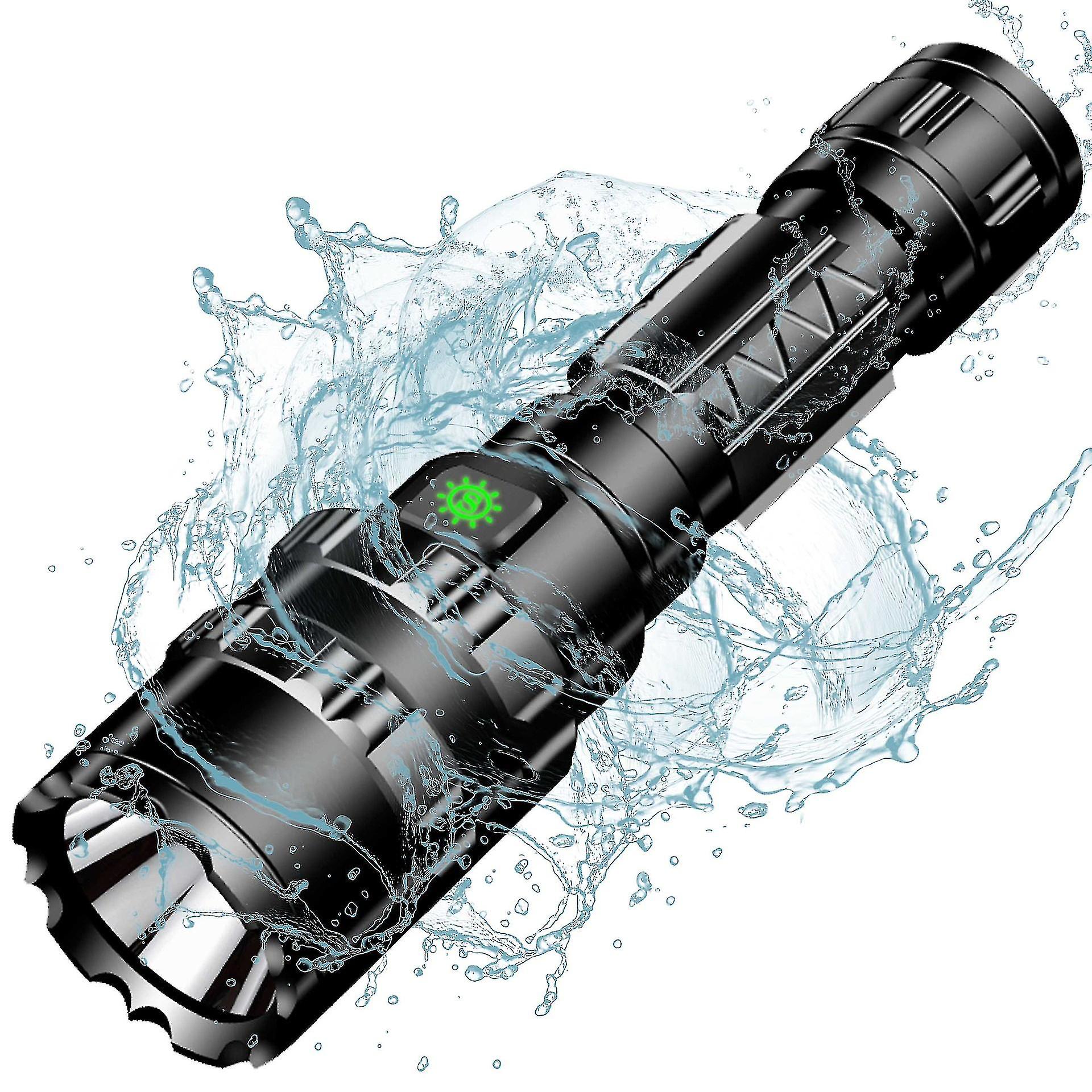 Usb Rechargeable Led Flashlight Torch， Ultra Powerful Military， Ipx65 Waterproof Flashlight Torch With Charge Indicator