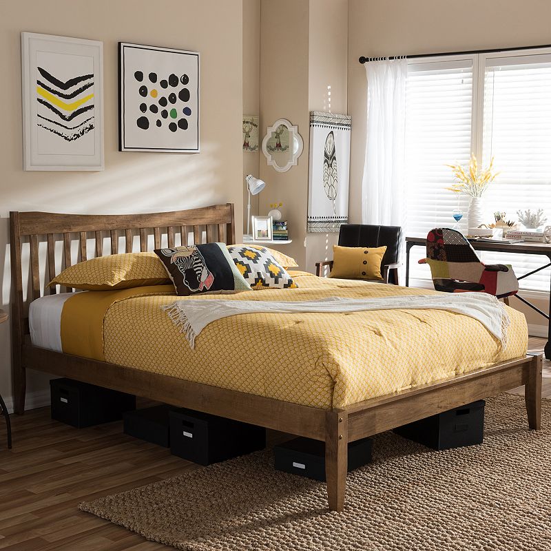 Baxton Studio Edeline Curved Slatted Platform Bed