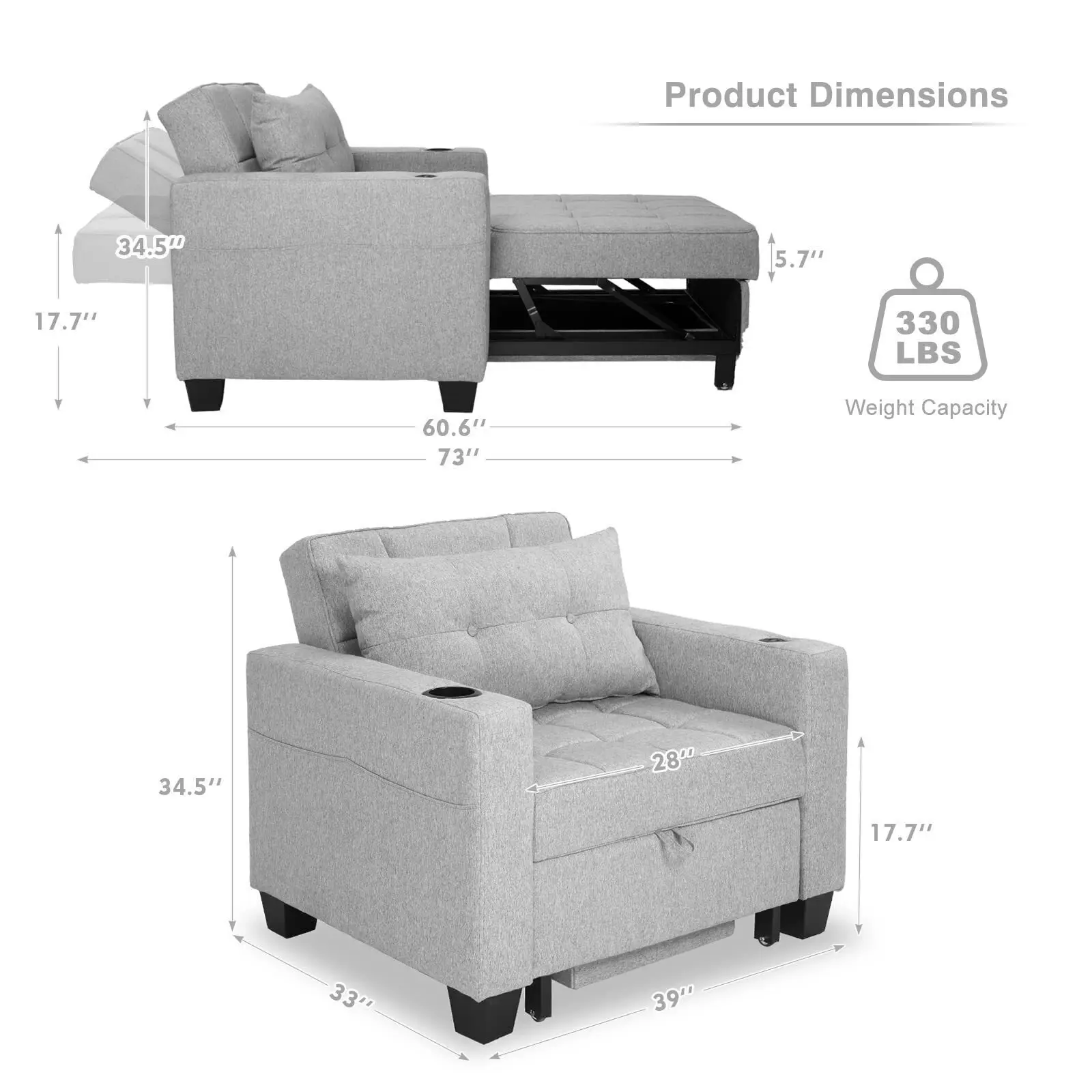 ⏰Clearance Promotion - Futon Chair Bed Convertible Space-saving Sofa Bed