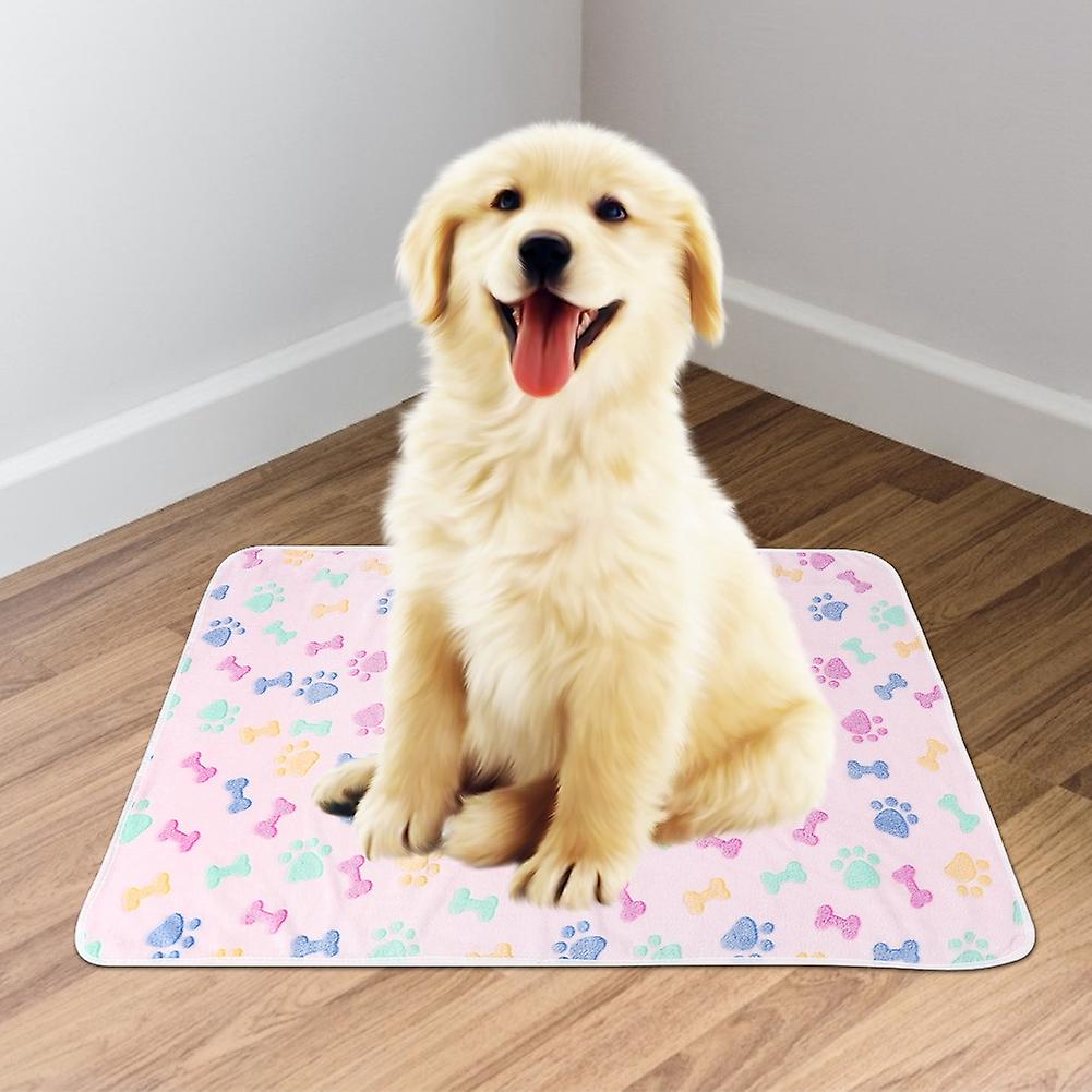 Warm Paw Bone Pattern Pet Dog Cat Mat Blanket Autumn Winter Bed Cushion (light Pink 76x52cm)