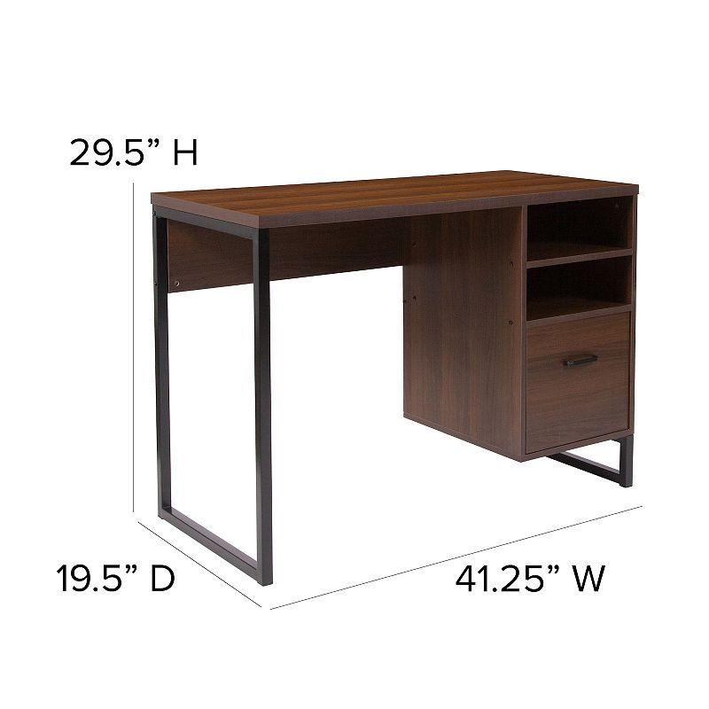 Flash Furniture Northbrook Rustic Coffee Wood Grain Finish Computer Desk