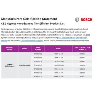 Bosch Greentherm T9800 SEO 199 - 11.2 GPM Residential Natural Gas or Liquid Propane Outdoor Gas Tankless Water Heater 7736503727