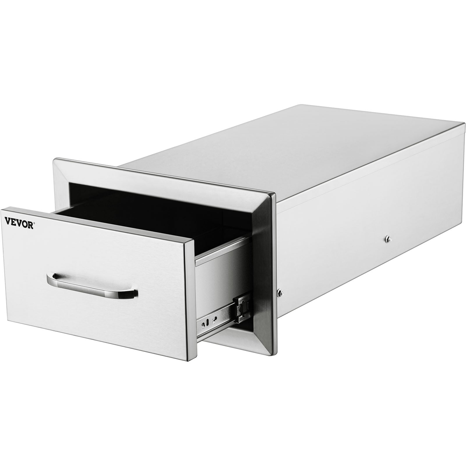 VEVOR 14x8.5 inch Outdoor Kitchen Drawers Stainless Steel, Flush Mount Double Drawers,14W x 8.5H x 23D Inch, with Stainless Steel Handle, BBQ Drawers for Outdoor Kitchens or BBQ Island