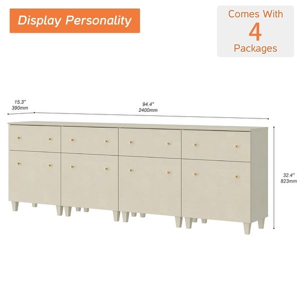 4-In-1 Buffet Cabinets for Dining Room， 94.4