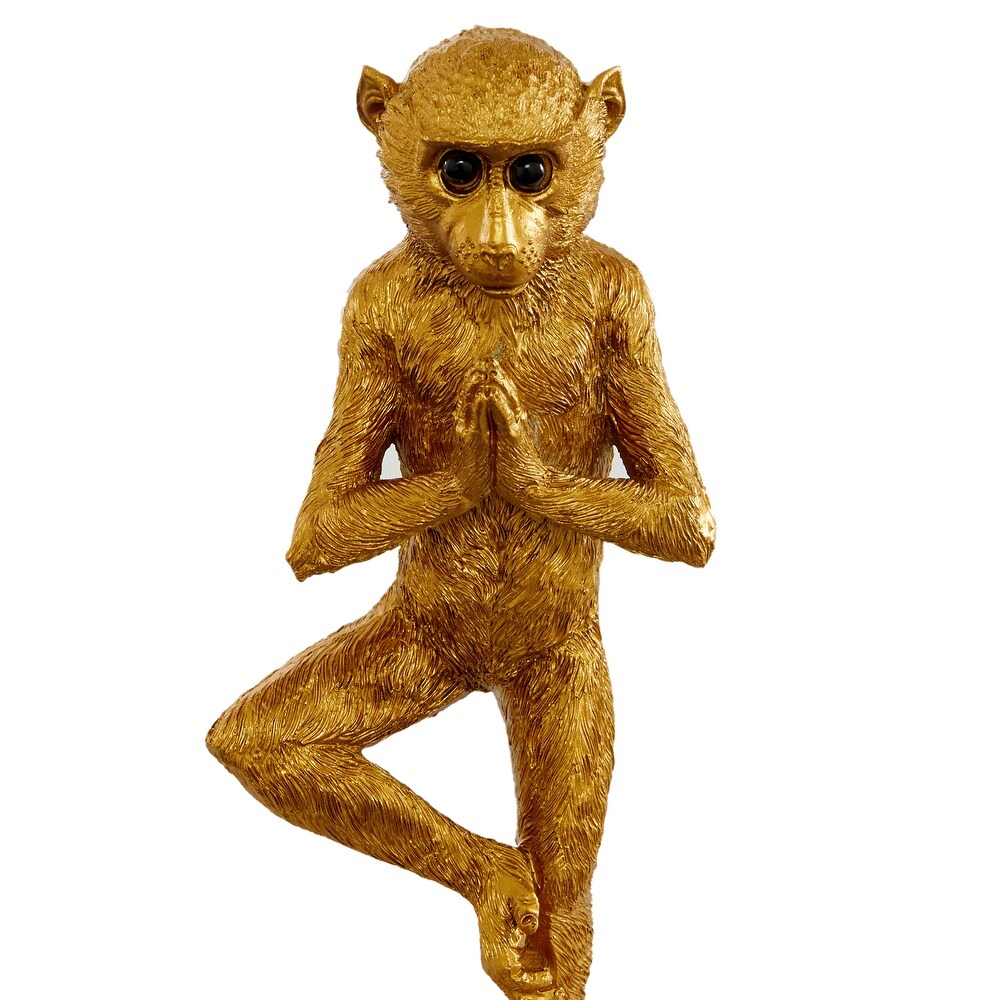 Gold Polystone Monkey Sculpture (Set of 3)   S/3 6.75\