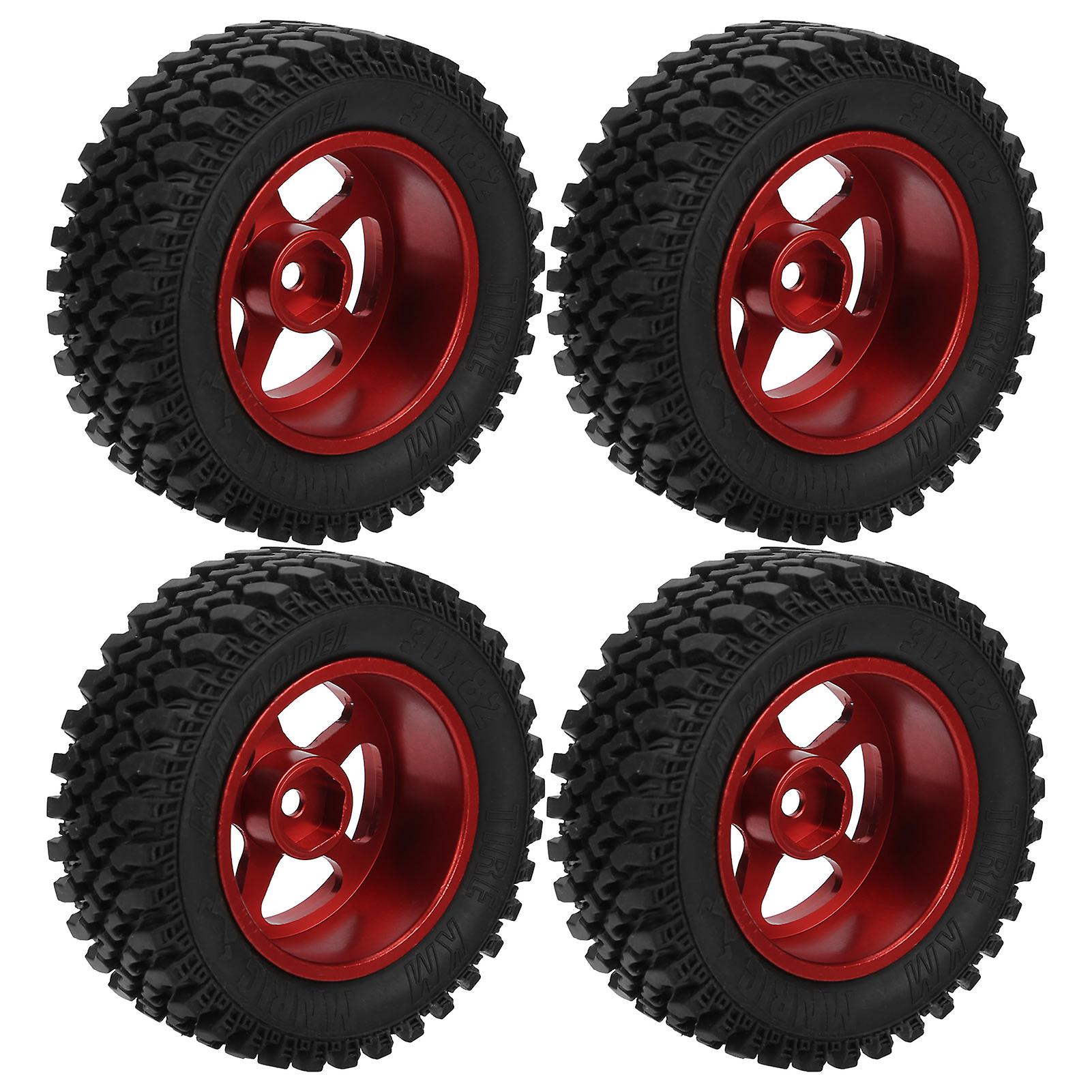 4pcs Remote Control Metal Wheel Hub Rubber Tires Replacement For Mn86 1/12 Rc Carred