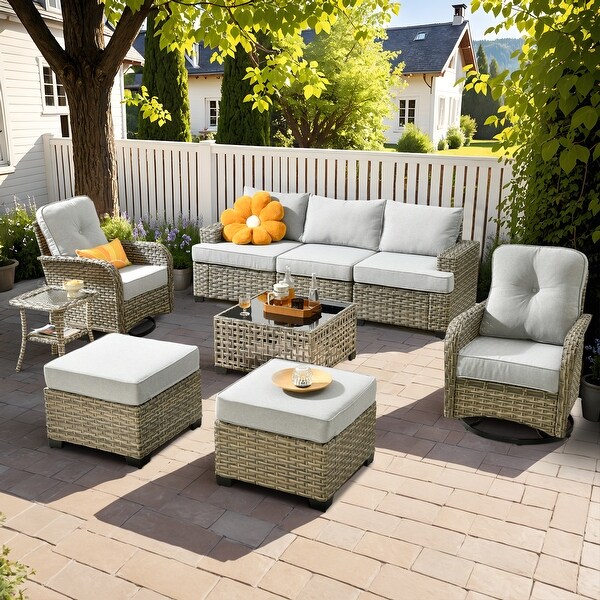 XIZZI 9piece Patio Outdoor Furniture Rattan Wicker Conversation Sofa Set