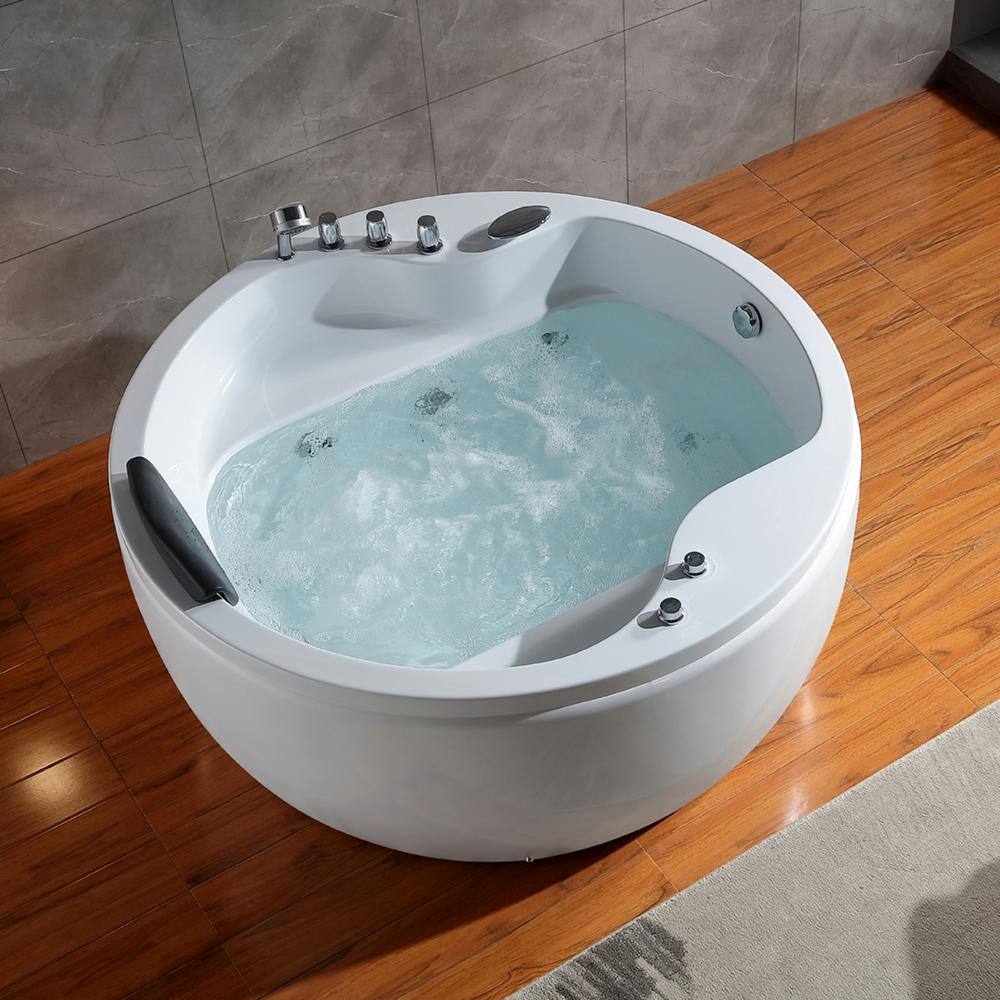 Empava 59 in. All-in-One Style Acrylic Right Drain Oval Alcove Whirlpool Bathtub in White with 6 Water Jets EMPV-59JT005