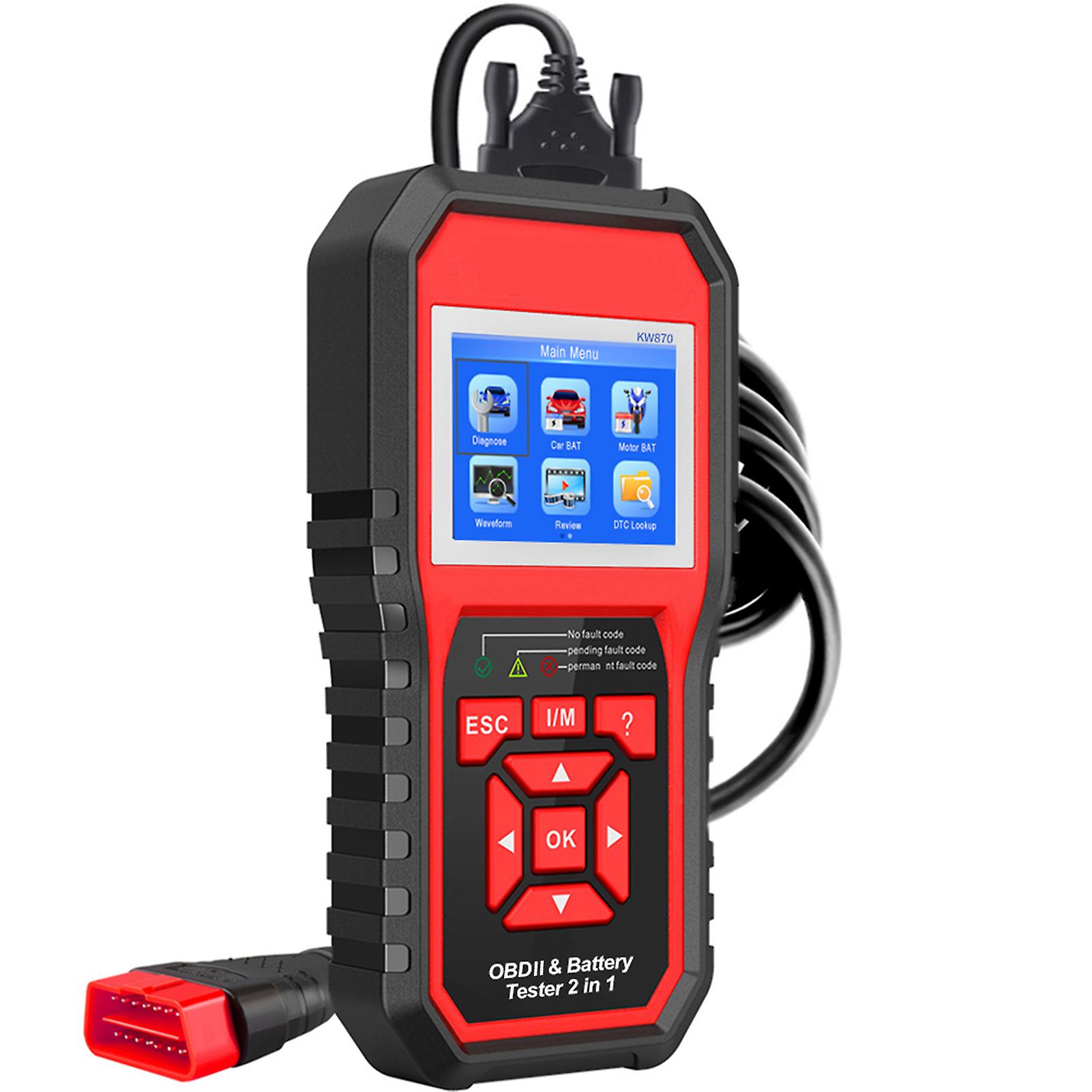 Konnwei Obdii Auto Diagnostic Code Scanner (kw870) Universal Car Battery Tester 2 In 1 Auto Diagnostic Scan Tools