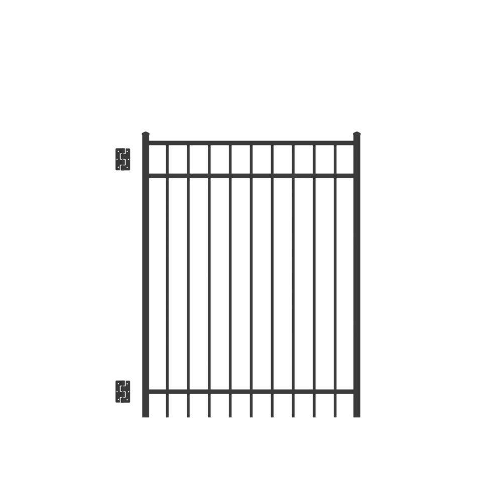 Barrette Outdoor Living Natural Reflections 4 ft. W x 5 ft. H Black Standard-Duty Aluminum Straight Pre-Assembled Fence Gate 73009477