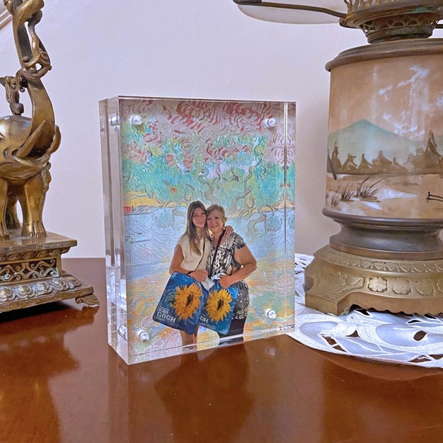 Azar Displays Clear Acrylic Magnetic Photo Block Frame Set With Two 5x7 Size Frames