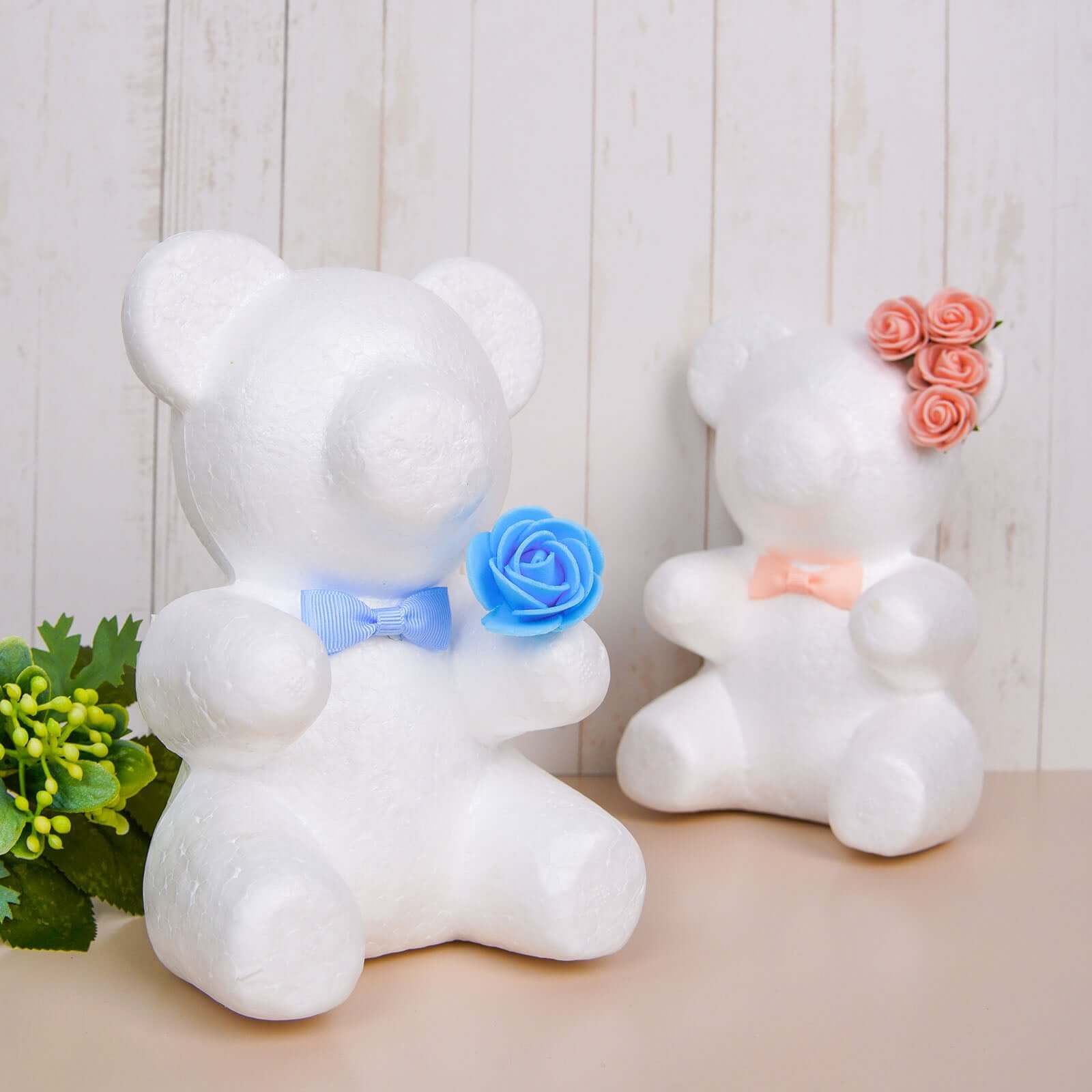 2 Pack DIY White 3D Modeling StyroFoam Bears, Polystyrene Craft Foam Animals 7