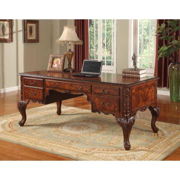 Best Master Furniture Carnegie 72 in. Traditional Walnut Solid Wood Executive Desk CD120