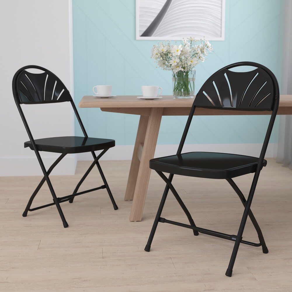 Plastic Fan Back Folding Chair (Set of 2)