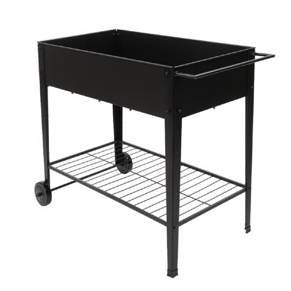 YMHML Mobile Metal Raised Garden Bed Cart With Legs,Elevated Planter Box With Wheels For Outdoor/Indoors Vegetables Flowers Fruits Grow,Black