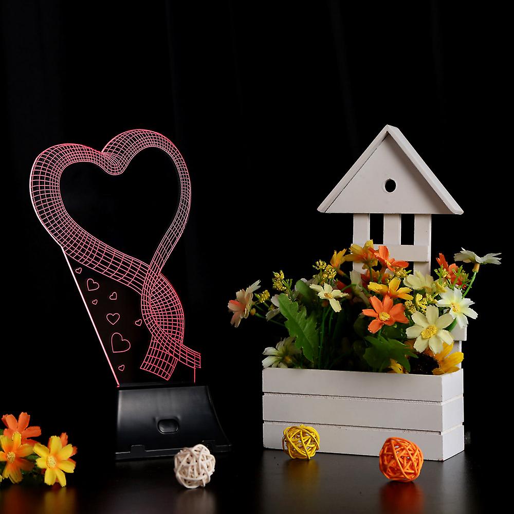 Lixada 3d Led Lamp Light Usb Loving Heart Colorful Night Light For Wedding Deco Innovative Christmas Gift Present