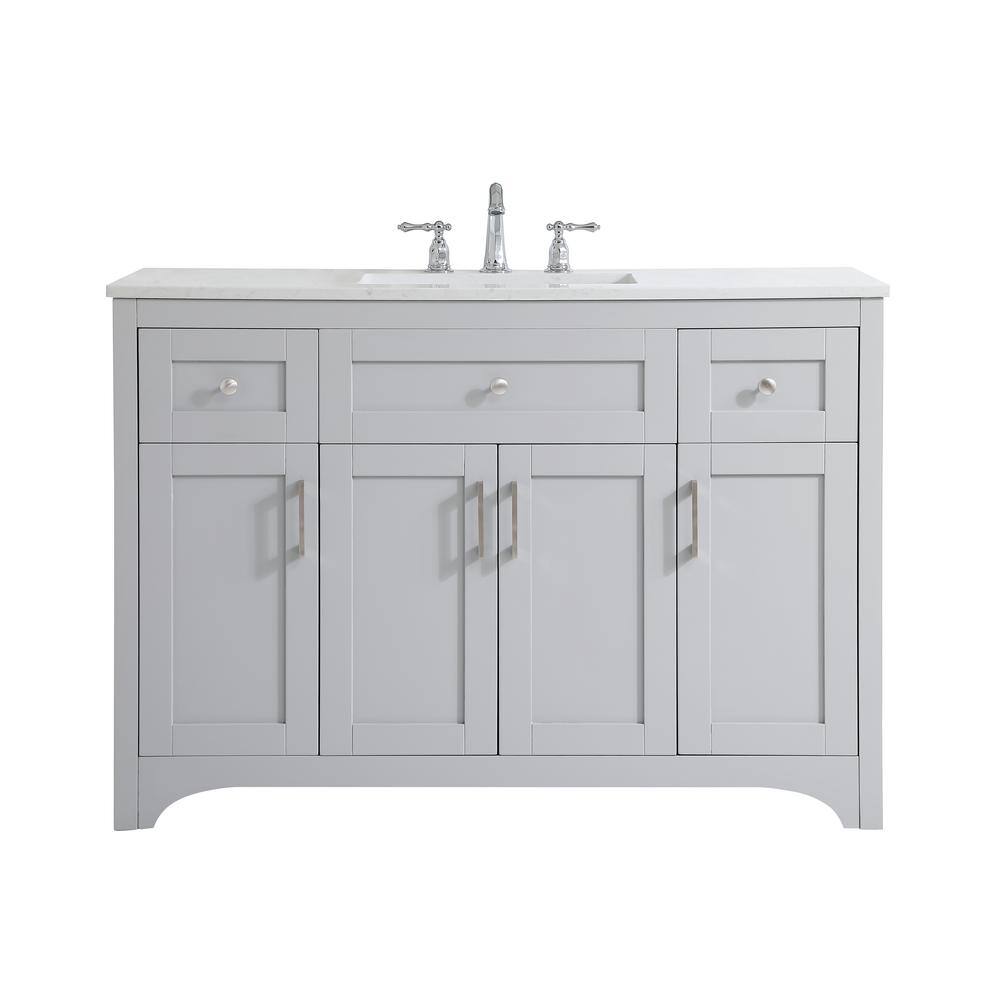 Simply Living 48 in. W x 22 in. D x 34 in. H Bath Vanity in Grey with Calacatta White Quartz Top SL51144GR