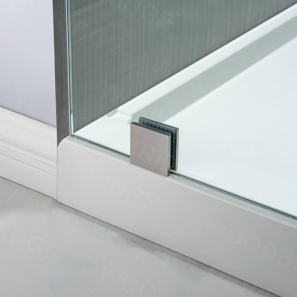 WOODBRIDGE Beccles 56 in. to 60 in. x 62 in. Frameless Sliding Bathtub Door with Shatter Retention Glass in Brushed Nickel HSD3627