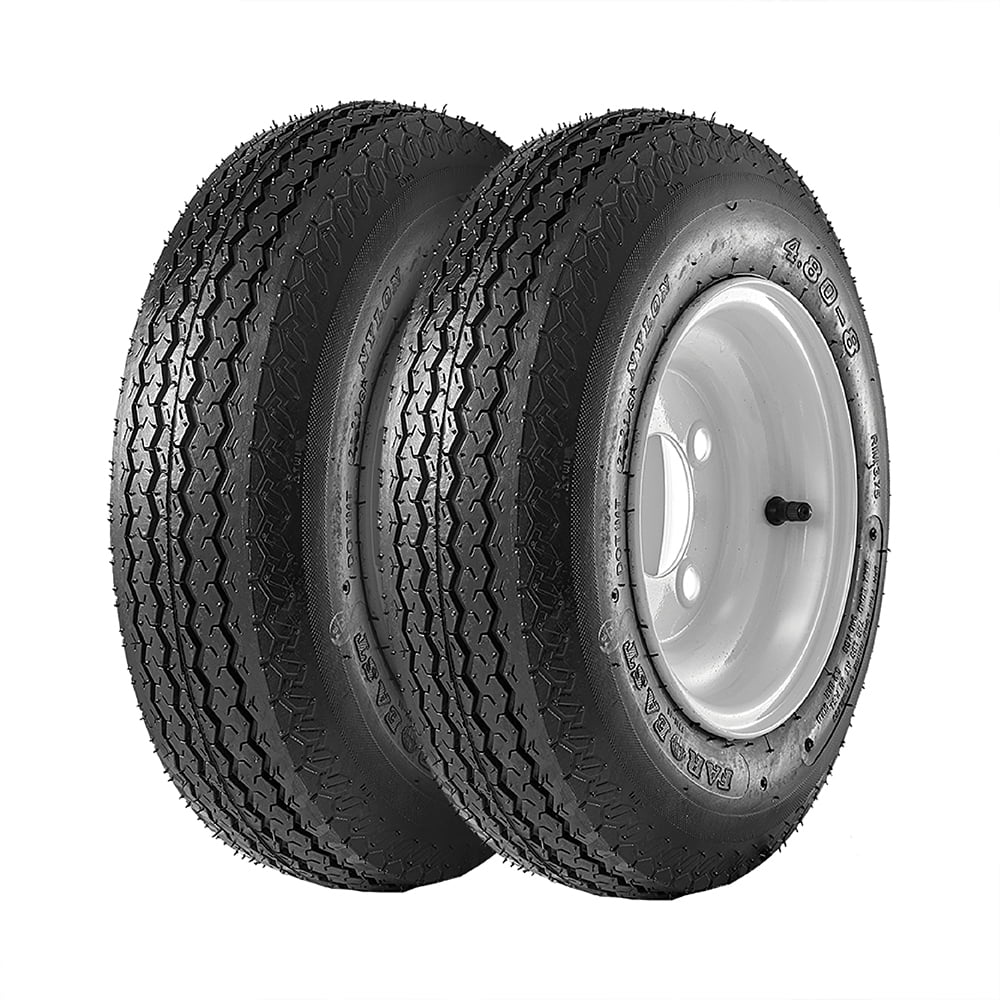 Albott Set of 2 Trailer Tires and Rims 4.80-8 480-8 6PR with 4 Lug on 4