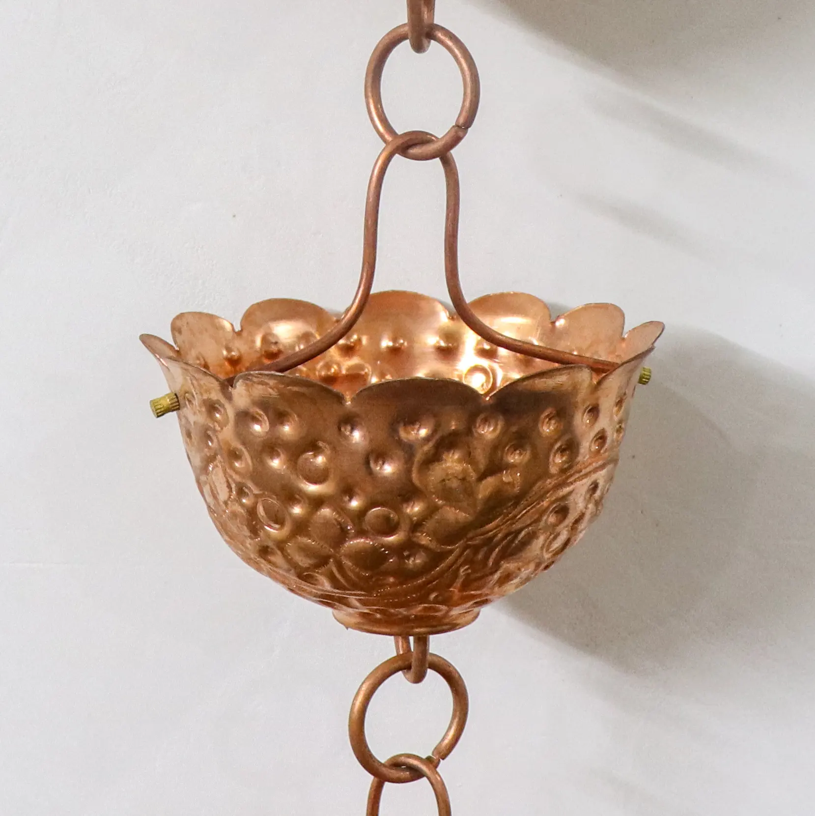 Indoor Outdoor Garden Home Decor Antique Metal Copper Rain chain with multiple pot holder