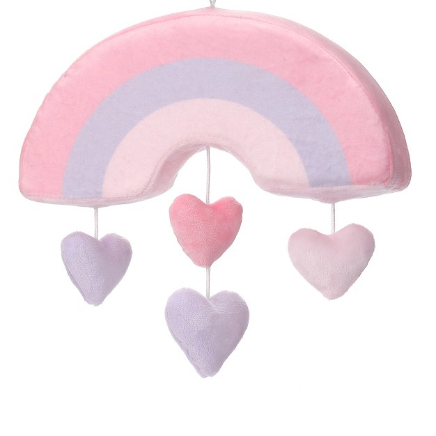 Bedtime Originals Rainbow Hearts Musical Baby Crib Mobile Pink Purple Love