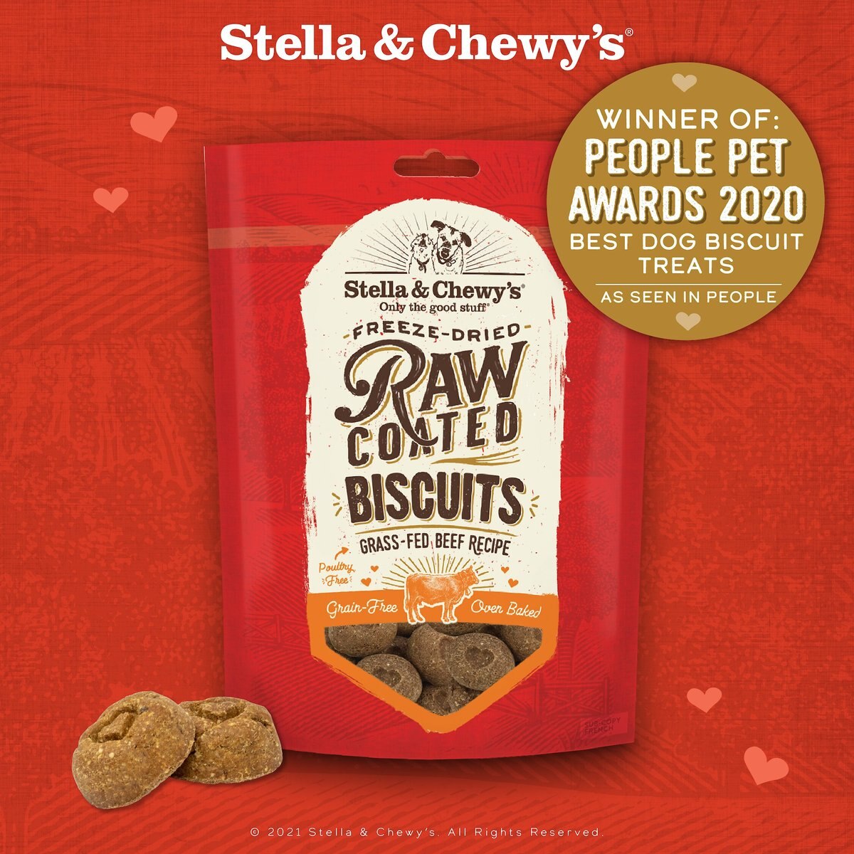 Stella and Chewy's Raw Coated Biscuits Grass-Fed Lamb Recipe Freeze-Dried Grain-Free Dog Treats