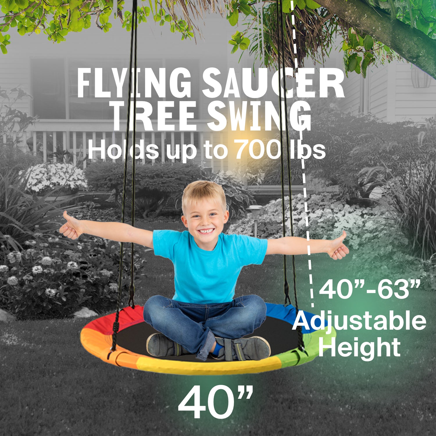 Swing Sets for Kids Playground Platform Saucer Tree Swing Rope 1M 40'' Diameter