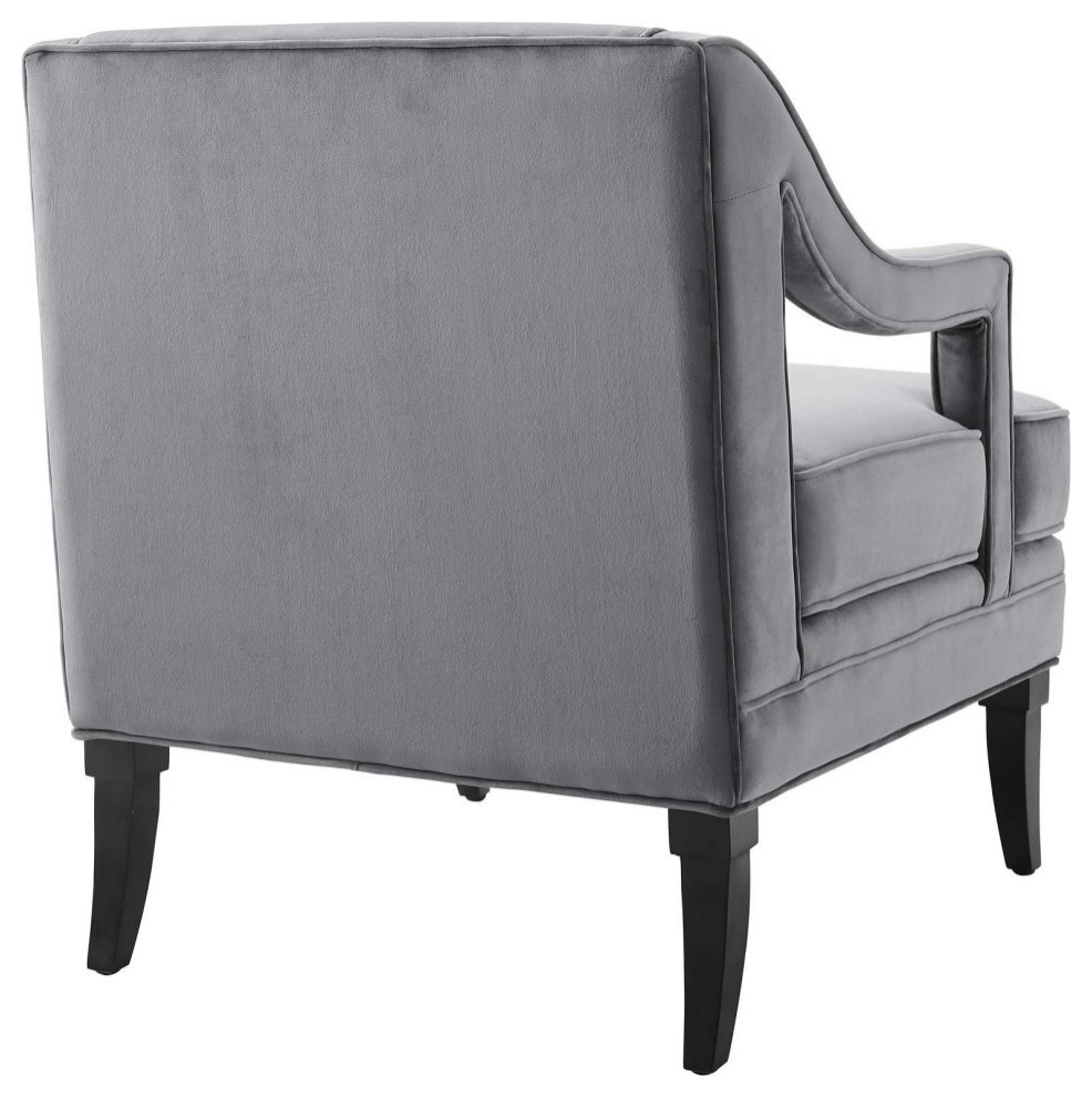 Remi Gray Button Tufted Performance Velvet Armchair   Modern   Armchairs And Accent Chairs   by Rustic Home Furniture Deco  Houzz