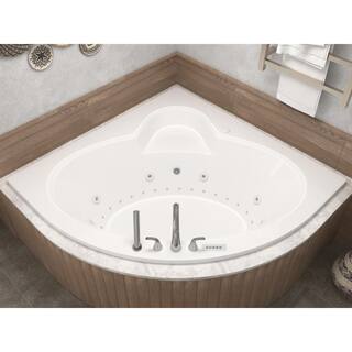 Universal Tubs Jasper Diamond 5 ft. Acrylic Corner Drop-in Air and Whirlpool Bathtub in White HD6060ADRX