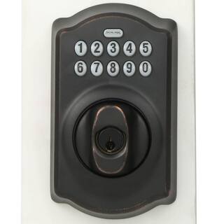 Schlage Camelot Aged Bronze Keypad Electronic Deadbolt (2-Pack) BE365 CAM 716 2P