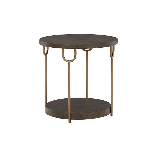 Ashley Furniture Brazburn Dark Brown/Gold Finish Round End Table - 24