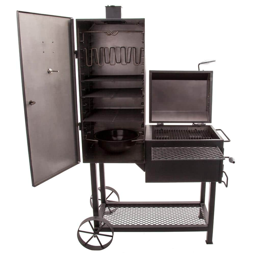 OKLAHOMA JOE'S Bandera Vertical Offset Smoker and Charcoal Grill Combo in Black with 992 sq. in. Cooking Space 16202020