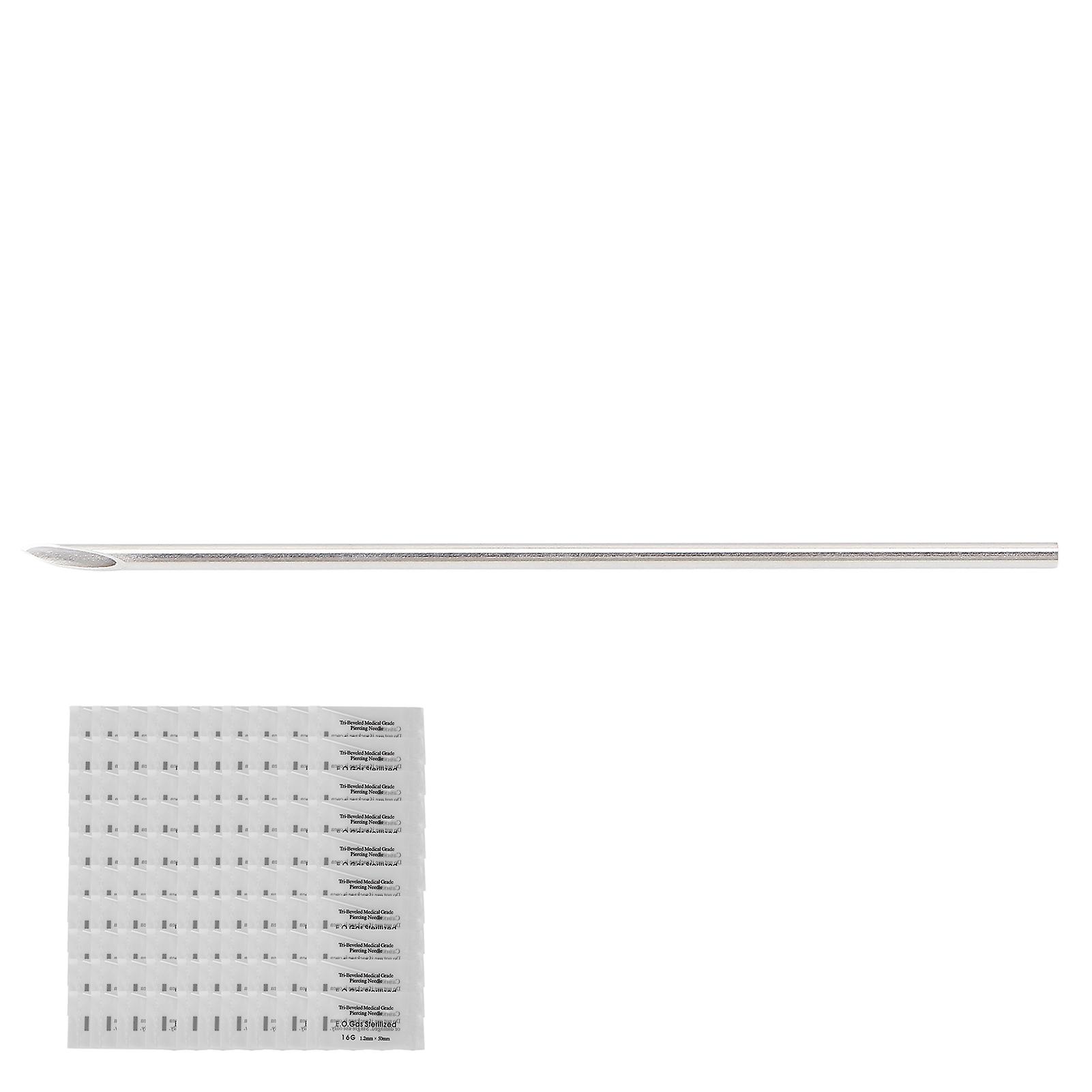 100pcs Professional Body Piercing Needles 304 Stainless Steel Disposable Safe Body Piercing Needle Tool16g